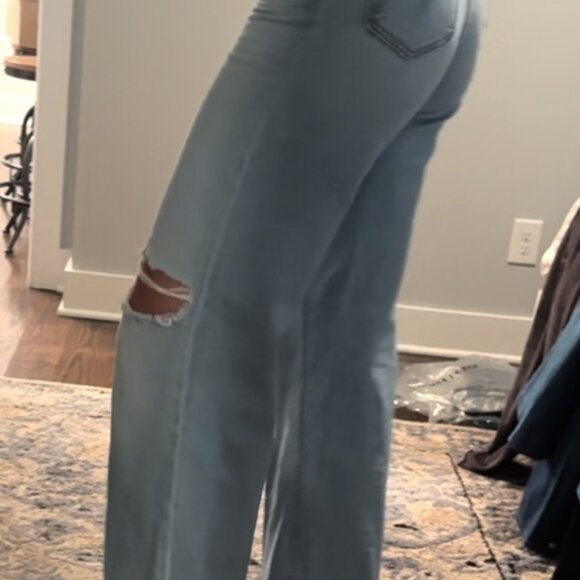 MOTHER High Waisted Spinner Zip Heel Wide Leg Jeans 25, RIPPED OFF - Picture 5 of 5